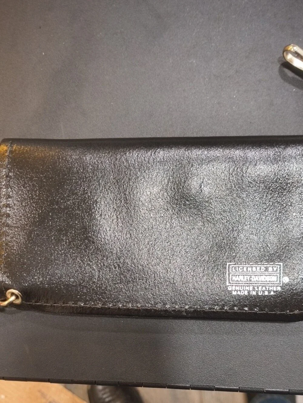 Vintage Harley-Davidson Black Leather Trifold Wallet with Eagle Crest... Brand N